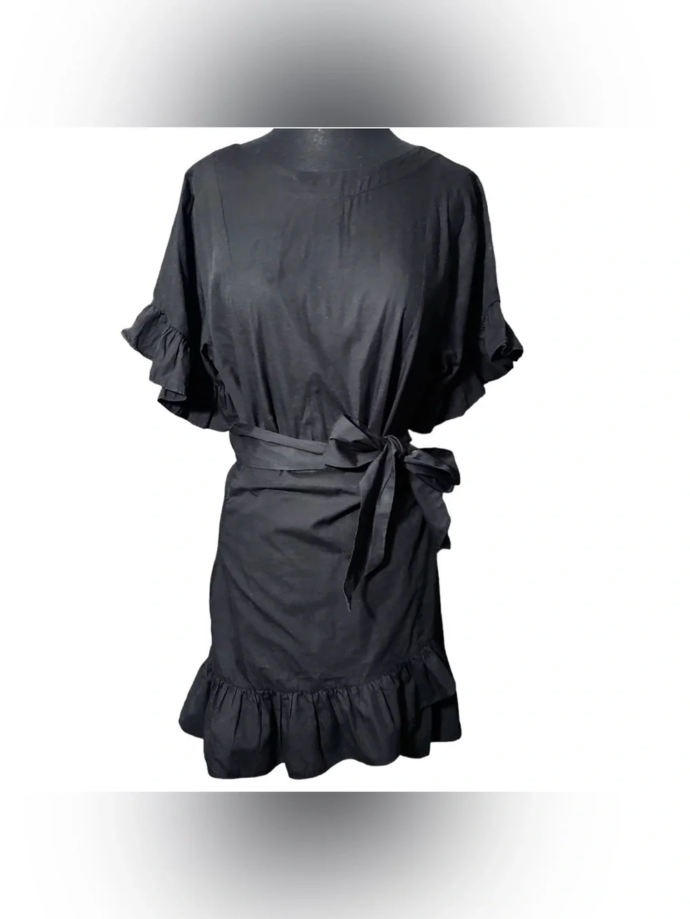 Socialite Women’s Ruffle Flare Sleeve Tie-Waist Mini Dress